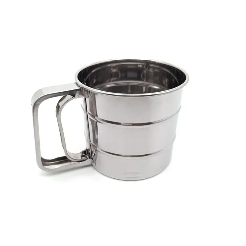 Stainless Steel Mesh Flour Sifter Mechanical Baking Icing Sugar Shaker Sieve Cup Shape Bakeware Baking Pastry Tools