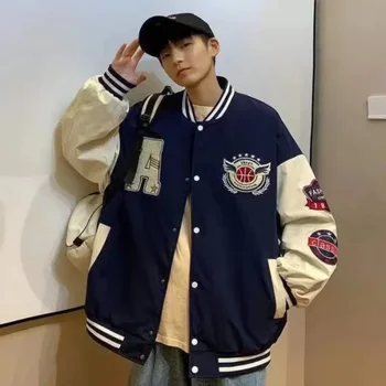 레트로 Mlb 야구 재킷, 대학 트렌드, 다목적 루즈핏 상의, 유니섹스 재킷, 홍콩 스타일, 레터 A