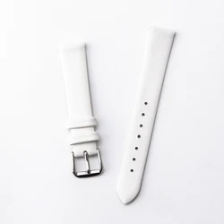 Elegant Genuine Leather Slim Watchband Wrist Strap Bracelet - 14mm (White)