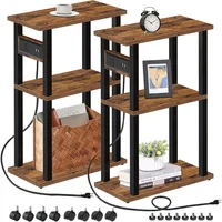 Small Narrow Sided Table with Charging Station, Set of 2 Tight Fitting Coffee Tables for Small Spaces 1