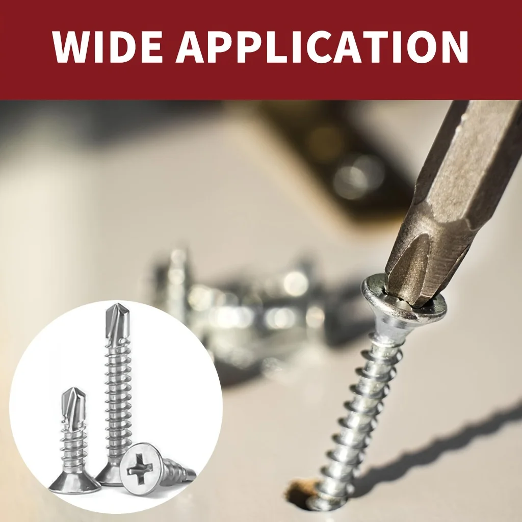 110/215 pieces 410 stainless steel flat head cross self-drilling screw sheet metal