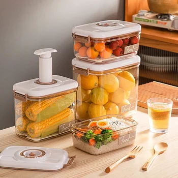Vacuum storage box sealed grain tank household fresh-keeping box refrigerator drainable food storage container Kitchen Organizer