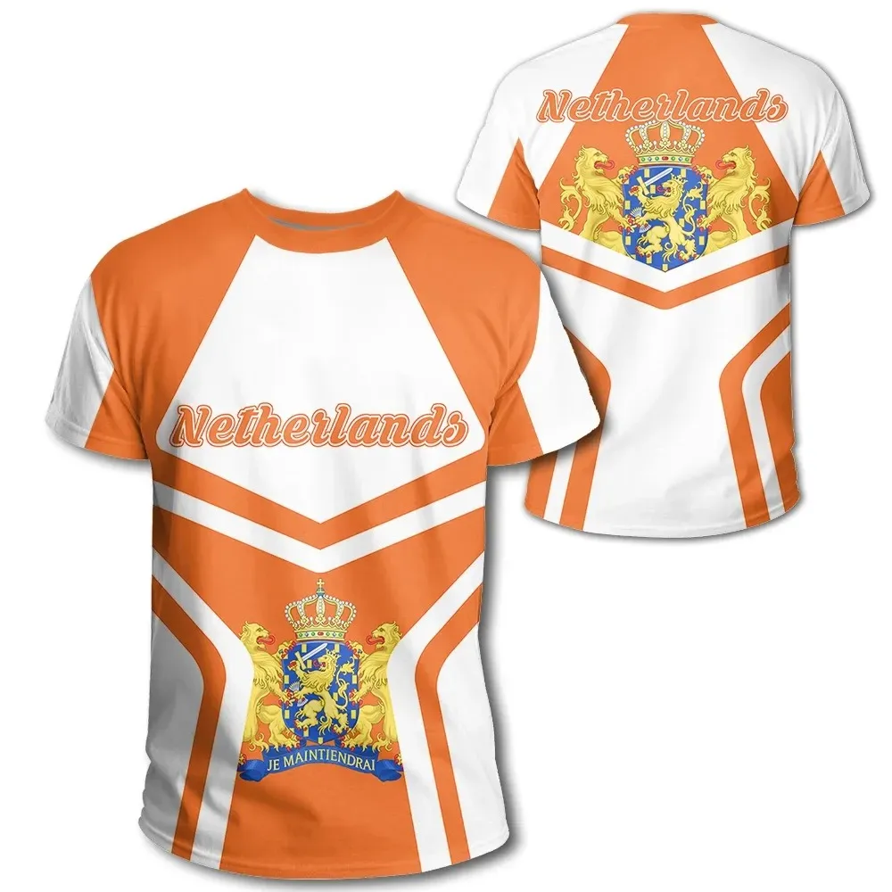 

Netherlands National Emblem Print T Shirt For Men Summer Hip Hop Trend Harajuku Oversized T-shirt Casual O-neck Short Sleeve Top