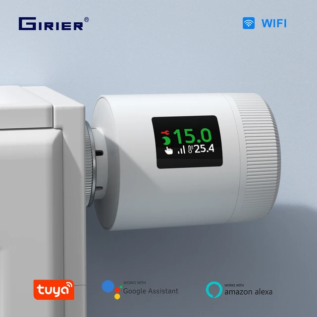 GIRIER Tuya WiFi6 Smart Thermostatic Radiator Valve Heating Thermostat Actuator for Temperature Control Support Alexa Hey Google 1