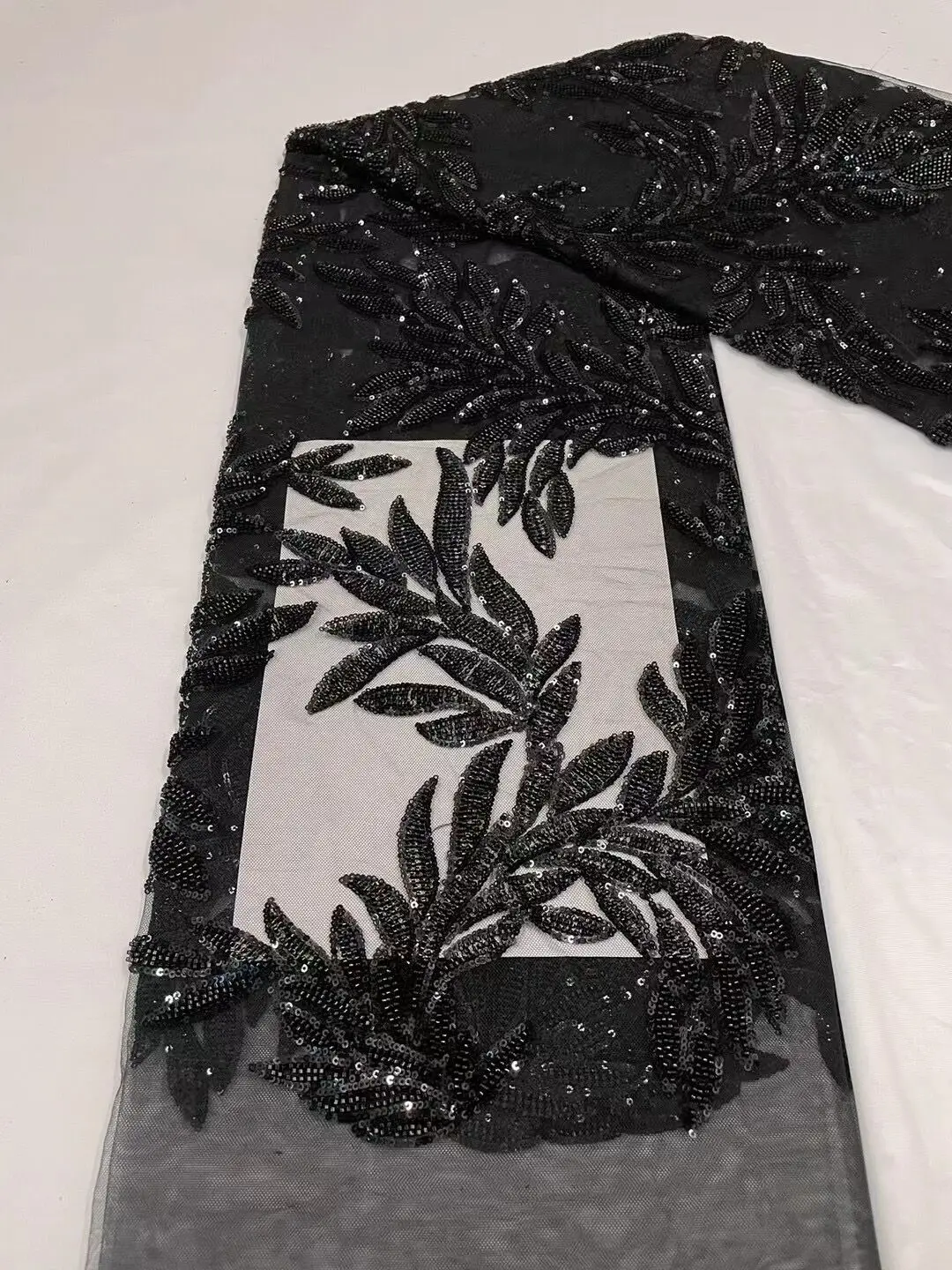 

Fashion African Lace Fabric with beads and sequins J-1209681 High Quality Lace French Tulle Net Nigerian Lace Fabrics For Dress