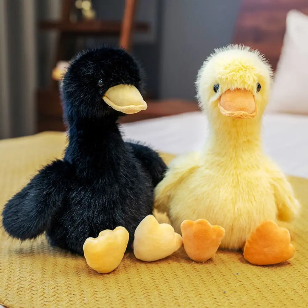 Simulation Yellow Duck Lifelike Goose Stuffed Animals Long Hair Duck Plushies Sleeping Cartoon Duck Stuffed Doll Toys