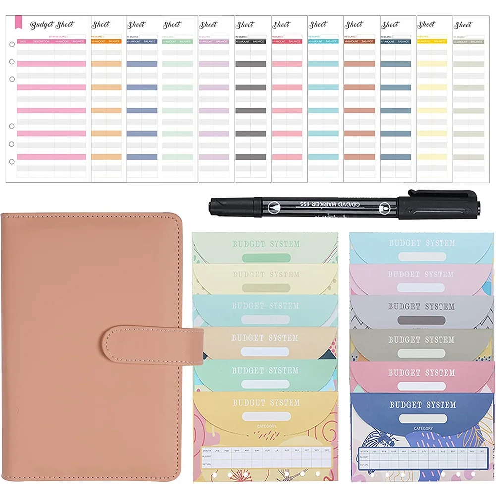 

Папка для денег формата A6, органайзер для хранения наличных денег, с маркером и листами, Обложка для блокнотов