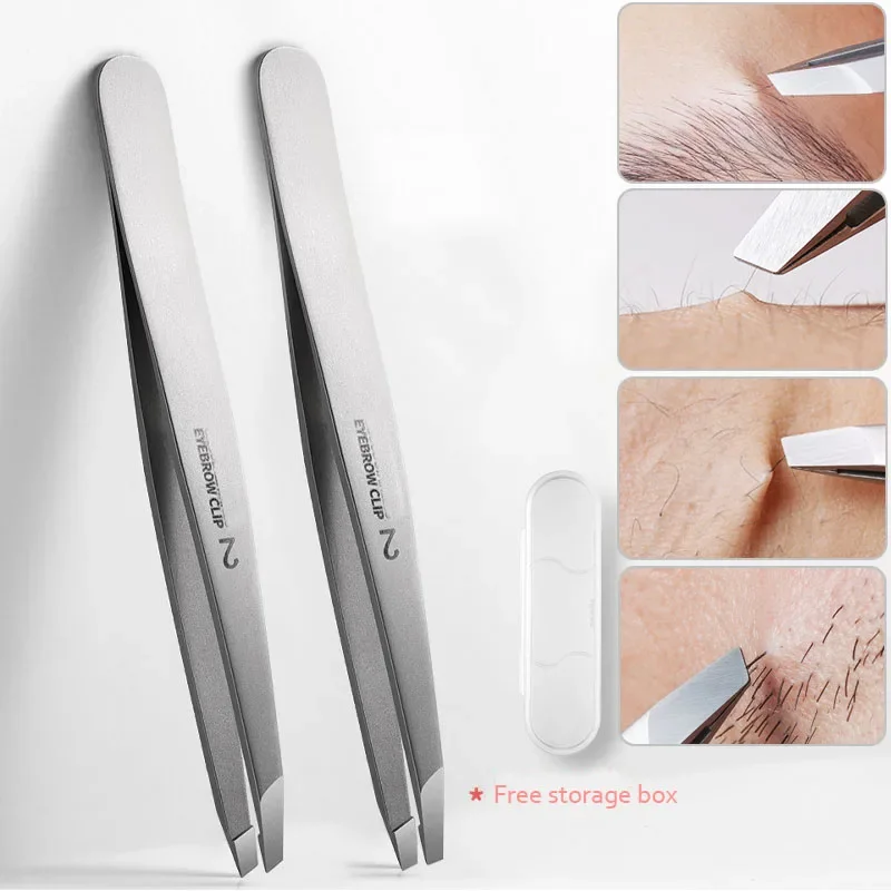 

Eyebrow Tweezer Stainless Steel Slanted Eye Brow Clips Hair Removal Makeup Tools Eyelashes Extension Double Eyelid Application