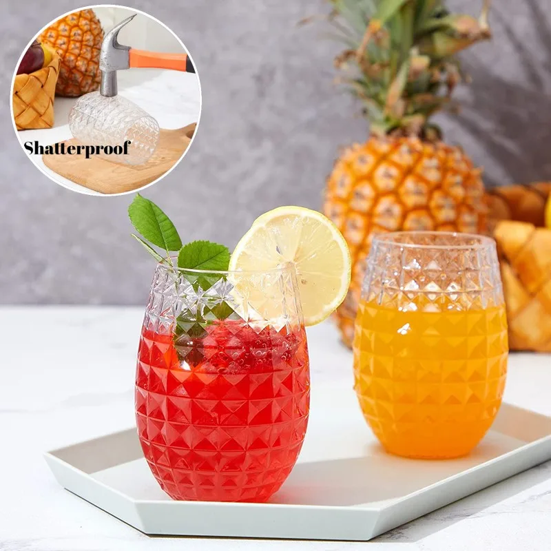 Shatterproof Plastic Wine Glass Unbreakable PCTG Red Wine Tumbler Glasses Cups Reusable Transparent Fruit Juice Beer Cup