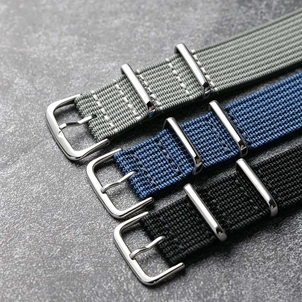 Ribbed Nylon Watch Strap - Durable Military-Inspired Watchband Accessory