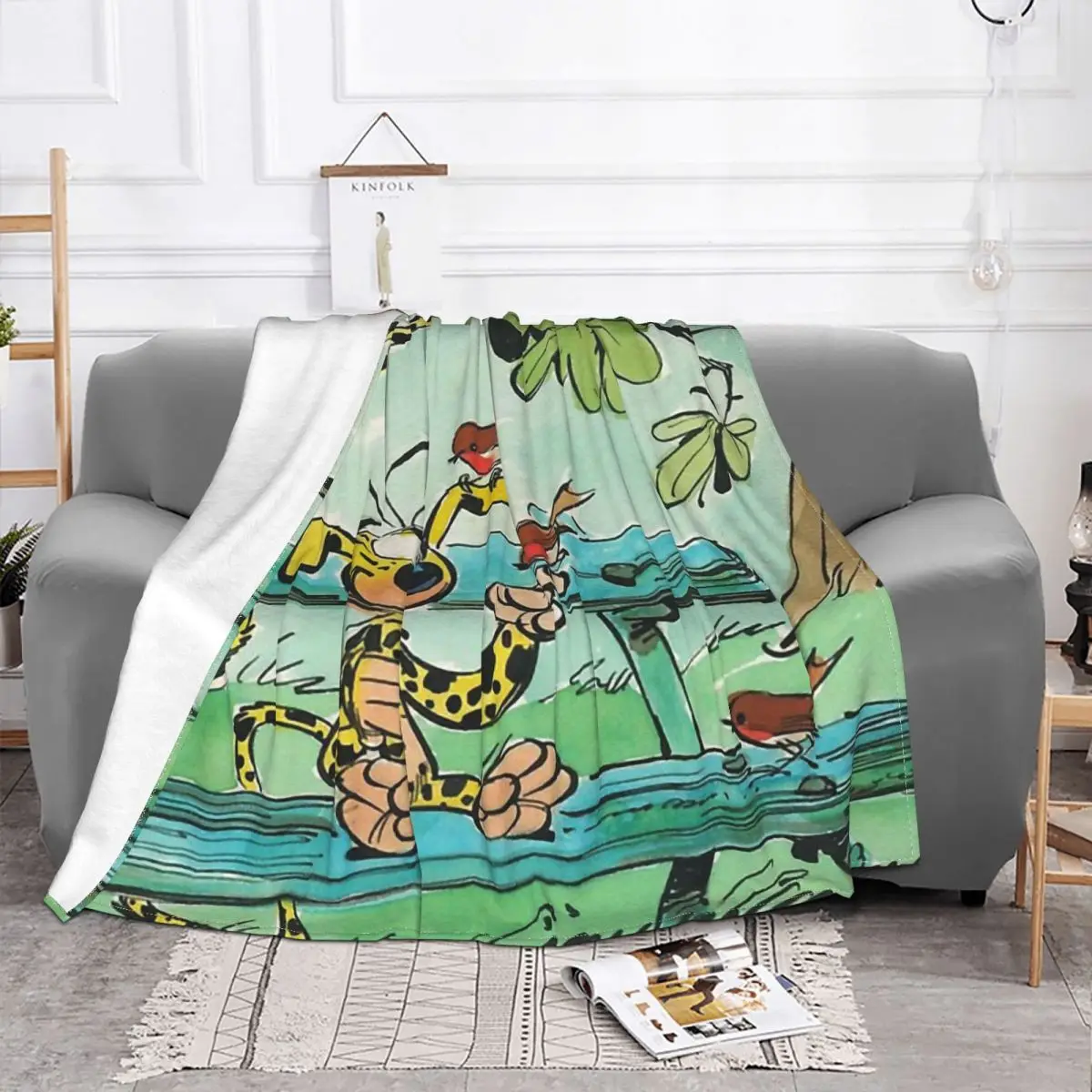 Belgium Comic Blanket Flannel Spring Autumn Marsupilami Feeding Birds Warm Throws For Winter Bedding 2