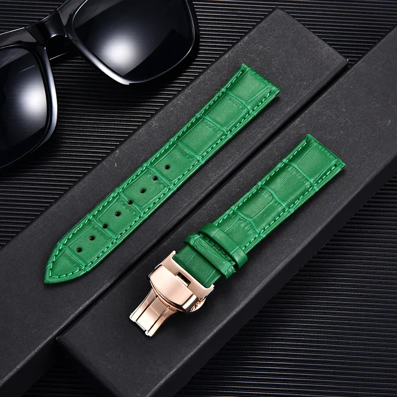High-Quality Bamboo Pattern Watch Strap with Butterfly Buckle - Multi-Color Options