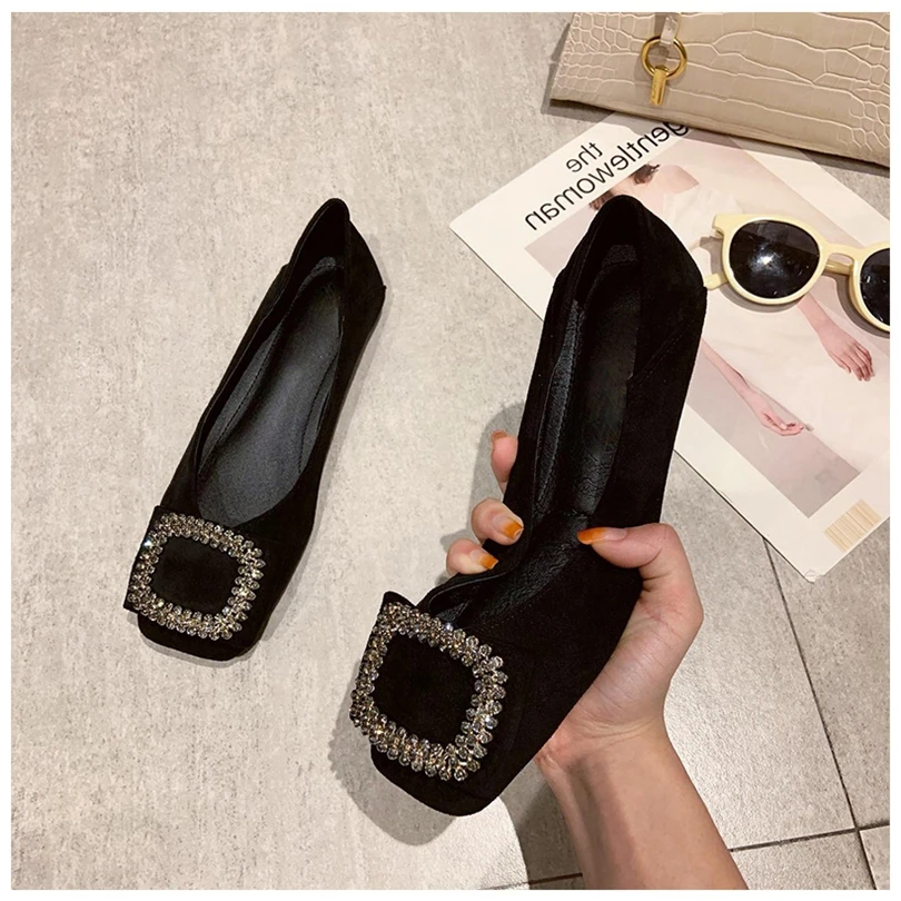 Square toe flat shoes for women spring summer new square