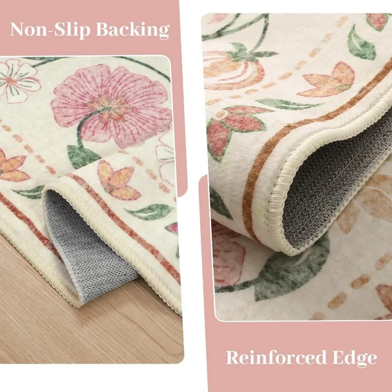 Retro Living Room Carpet Bohemian Light Luxury Floral Large Area Bedroom Rug Machine Washable Non-slip Coffee Table Mat Ковер 러그 5
