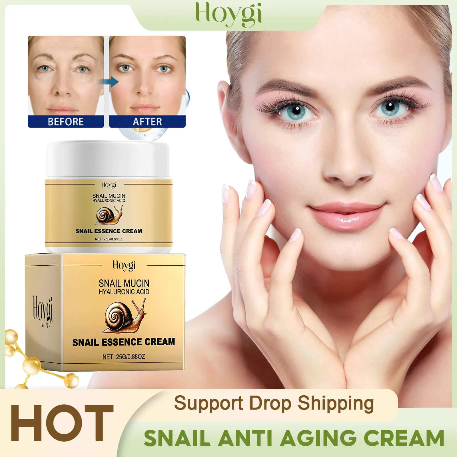 

Snail Face Cream Wrinkle Removal Fade Fine Line Shrink Pore Acne Treatment Whitening Replenishment Moisturizing Anti Aging Cream