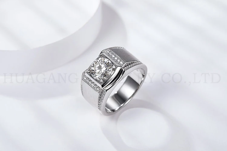 Moissanite Rings 2CT Brilliant Diamond Engagement Rings For Boy Man Promise Gift Sterling Silver Jewelry