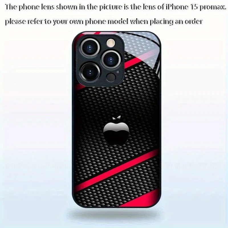 Sleek Black Carbon Fiber Pattern Glass Phone Case