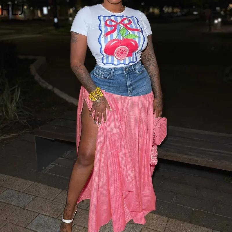 HLJ Y2K Streetwear Fashion Baddie Piece Sets Outfits Hot Girl