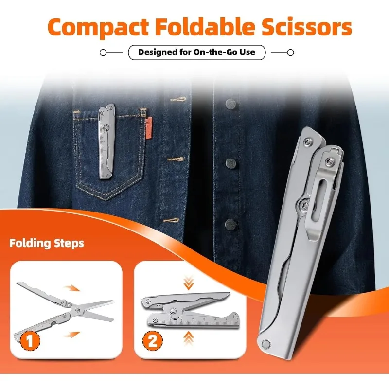 Portable Foldable Stainless Steel Multi-Functional Outdoor Scissors - Compact Camping Hunting Fishing Tool, Durable Versatile