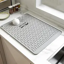 40 x 30cm Silicone Dish Drying Mat Heat Resistant Foldable Non-Slip Dish Draining Mat Kitchen Countertop Drip Tray Sink Pad