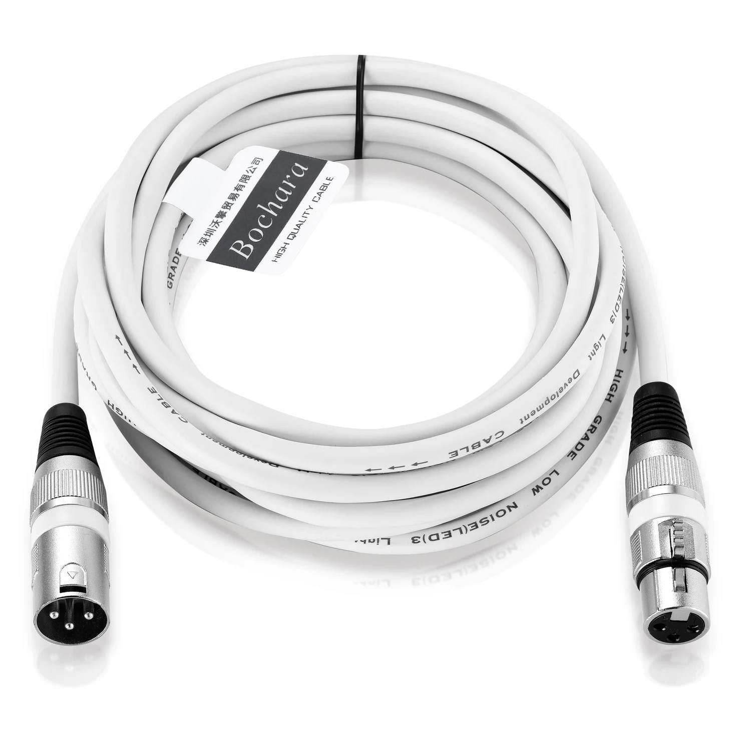 Bochara Premium Coloured XLR Cable - Male to Female - OFC Audio with Foil & Braided Shielding