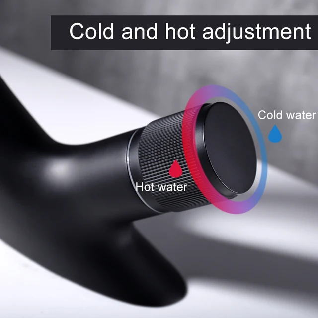 BAKALA อ่างล้างหน้าสีดำก๊อกน้ำร้อนเย็นห้องน้ำแตะสีดำ Chrome ห้องน้ำอ่างล้างหน้า Tap 3