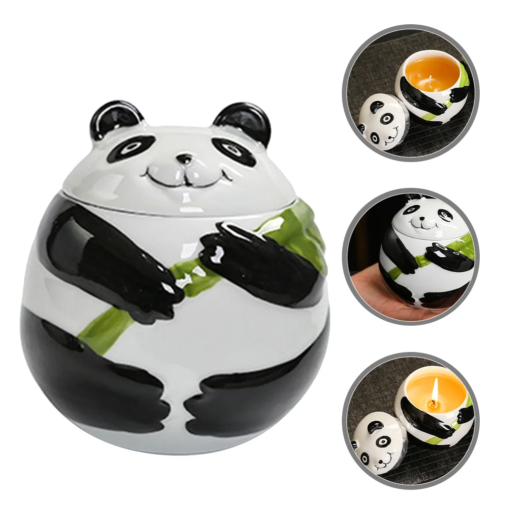 

Desktop Panda Scented Jar Holders Aroma Adorn Paraffin Round Vases for Centerpieces