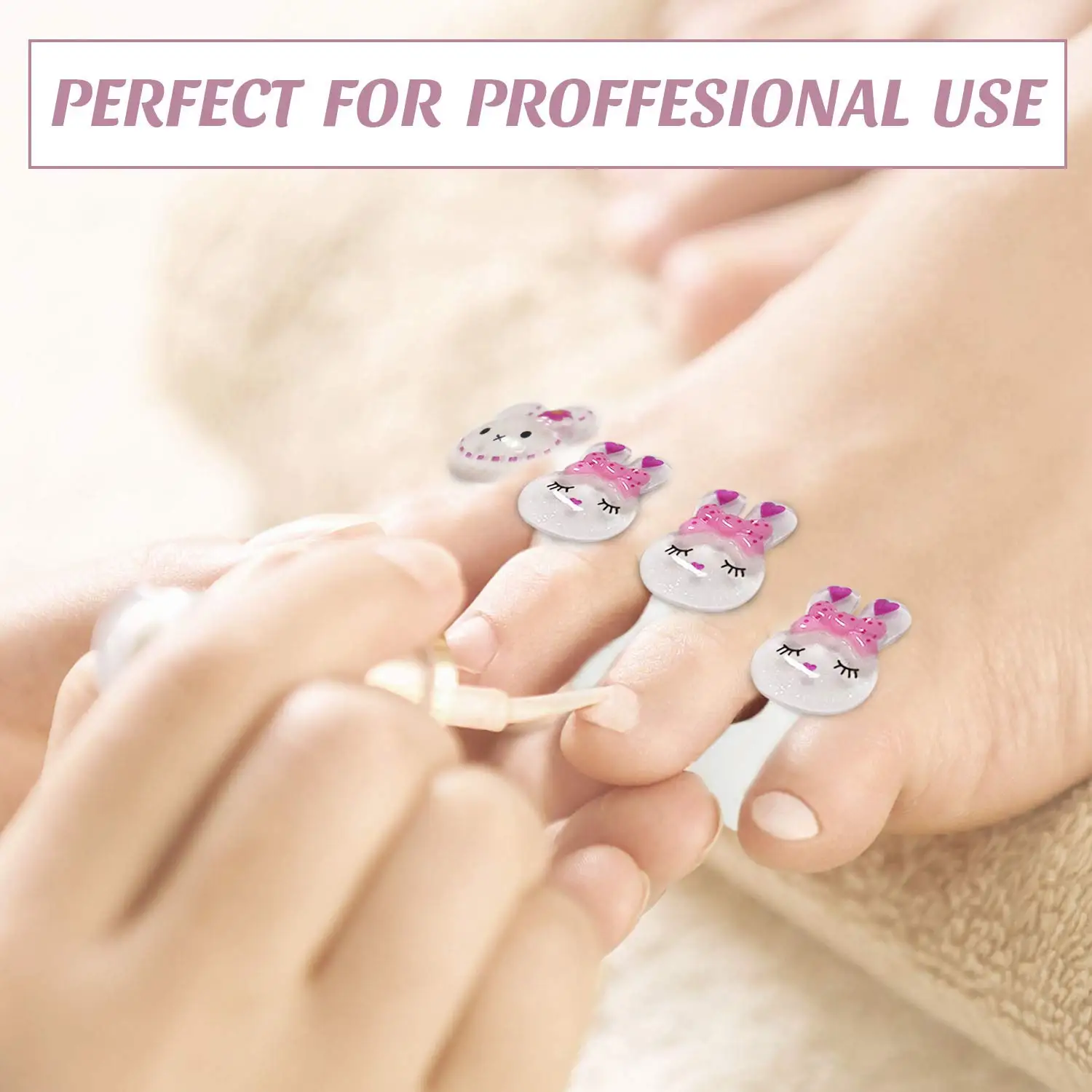 8PCS Toe Separators Set (Rabbits) for Nail Polish Pedicure Spacers, Spreaders Stretchers, Polish Guards