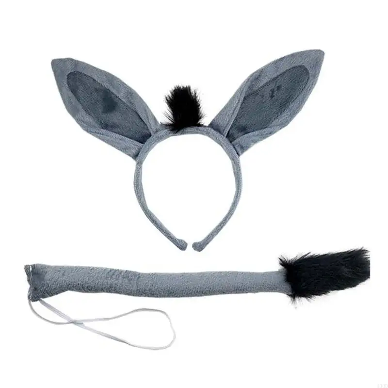 400d Kunstfell Dunkey Ohrs Pferd Stirnband Tier Haar Hoop Dunkey Stirnband Halloween Stirnband Pferd Cosplay Accessoires – Detail 8