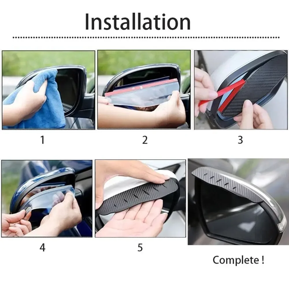 Accessories Rain Guard Anti-reflective Carbon Fiber Car Sun Visor Car Rain Eyebrow Rearview Mirror Visor Cover 1pair