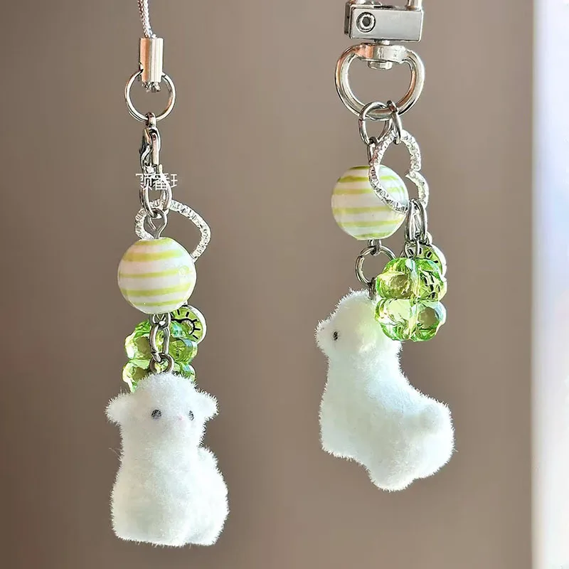 Flocking Cartoon Keychain Cute sheep Seal Pendant Bag Decoration Keyring Car Key Holder Keychains Gift Fashionable 장식