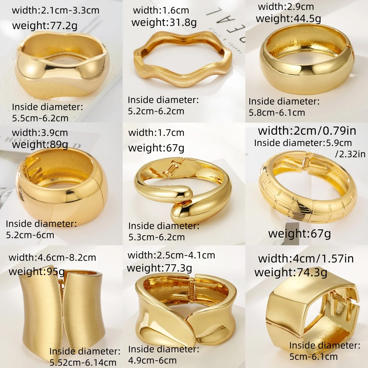 Multi-style Luxury Gold Color Bangles Bracelet Hip Hop Punk Goth Wide Cuff Bracelets Matching Couple Women Men Emo Party Jewelry bangle bracelet
