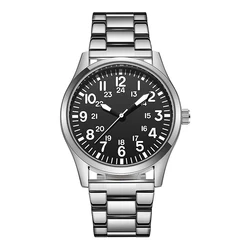 Enhanced Steel Band Easy-Read Field Watch with Japanese Movement (Silver)