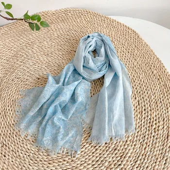 Sciarpa da donna con protezione per il collo leggera, fresca ed elegante, stampata in cotone primaverile ed estivo 1