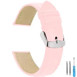 Premium Universal Leather Watch Strap for Men and Women - Elegant Replacement Watchband (Pink - S)