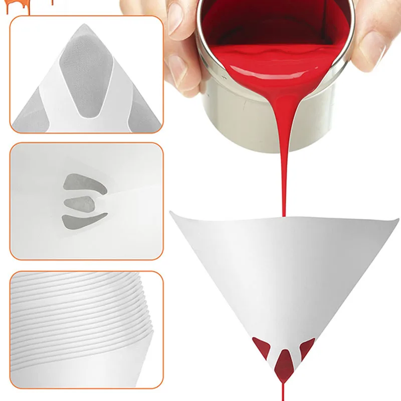 10/30/50Pcs 100 Mesh Disposable Paint Filter Funnel Universal Micron Fine Mesh Paint Filter Cone Paper Sieve Industrial Supplies paint filter
