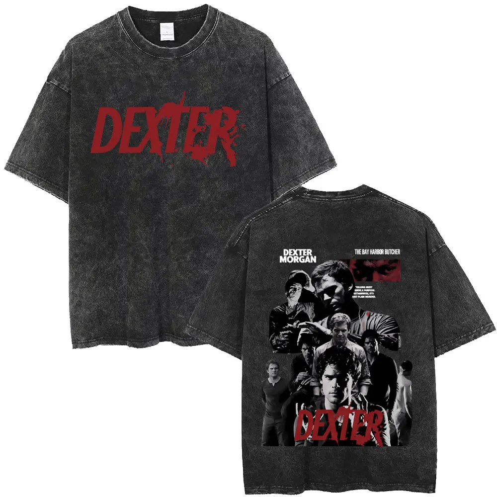 Dexter Morgan Harry's Code Vintage Washed T-Shirts Herren Damen Kleidung Lässige Oversize T-Shirts Retro Gothic Baumwoll-T-Shirt