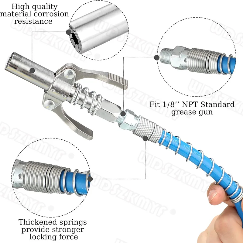 1-15PCS 10000PSI Grease Gun Coupler Oil Pump Quick Release Grease Nozzle Injector Lubricating Oil Grease Gun Car Repair Tool