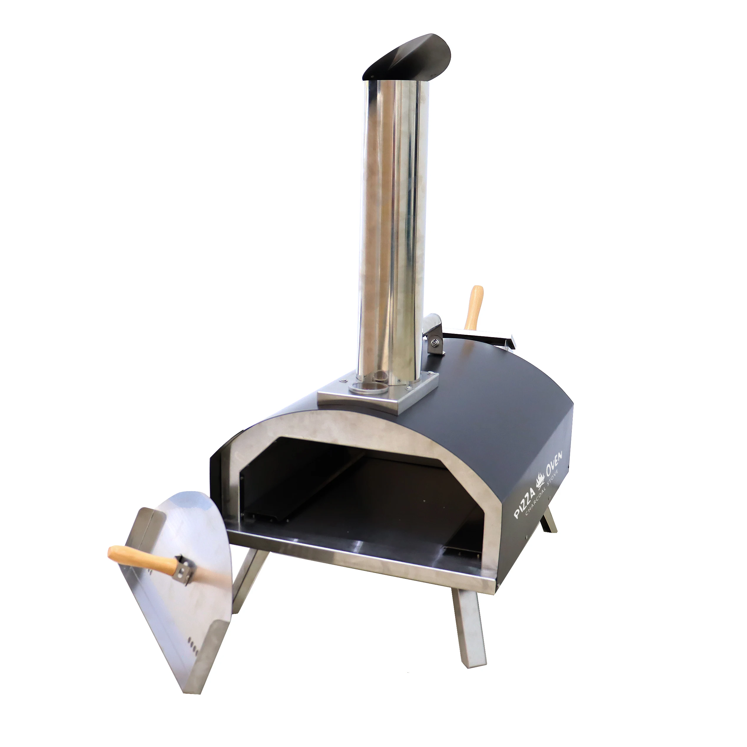 Pizza Stove Stainless Steel Pizza Oven Wood Fired Oven with Feeding Port Portable Maker for Outdoor Cooking
