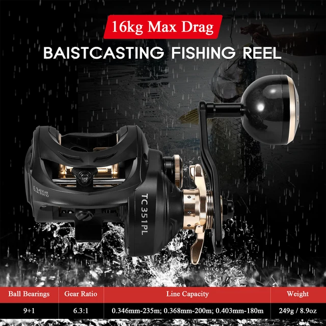 Moulinet De Pêche Baitcasting 10+1 Roulements - Rapport 6.3:1 - Frein Magnétique - Pour Eau Douce Et Salée