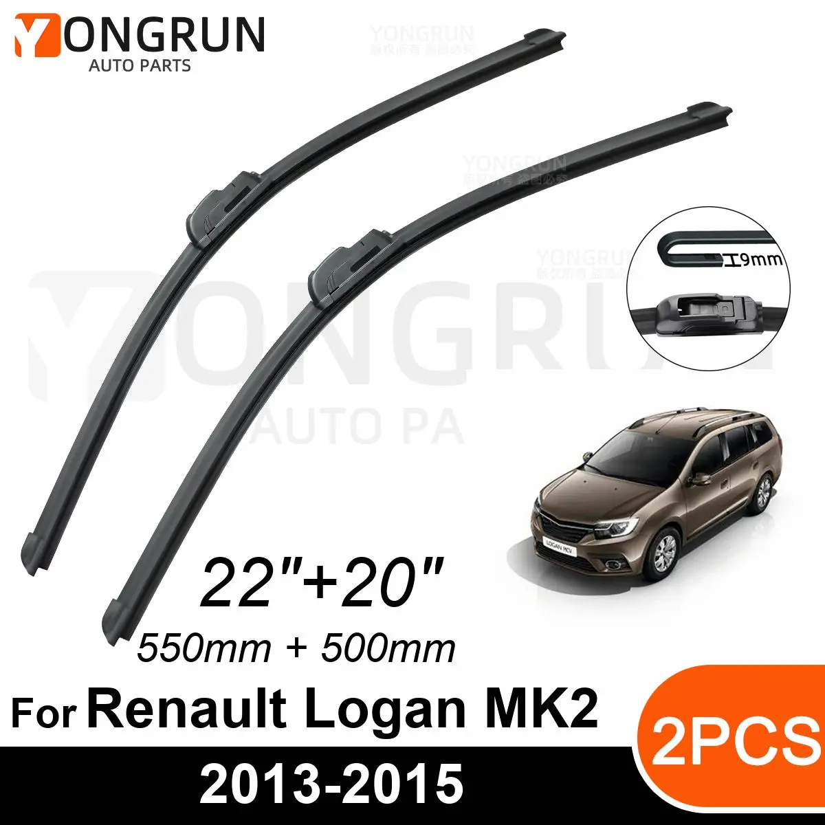 

Стеклоочистители для Renault Logan MK2 MCV 2013-2015, 22 + 20 дюймов