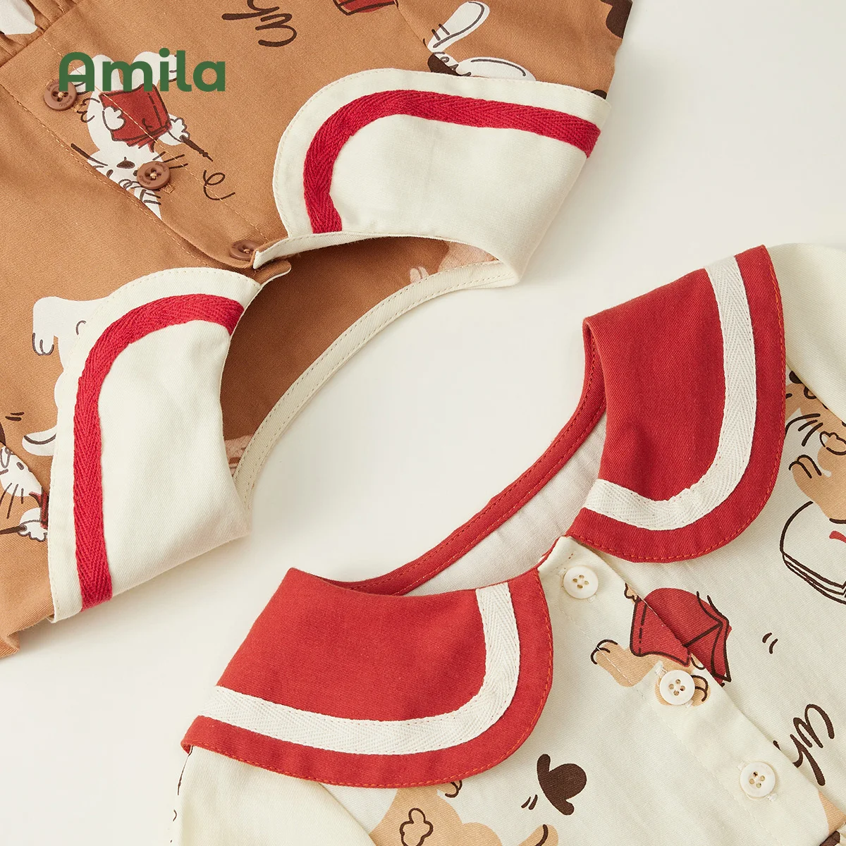 Baby Dress Spring Academic Style Long Sleeves A-line Dresses For Girls Cute Cartoon Print