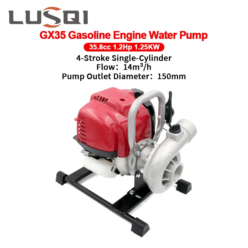 LUSQI GX35 1 Zoll Benzin Wasserpumpe 4 Stroke Einzel Zylinder