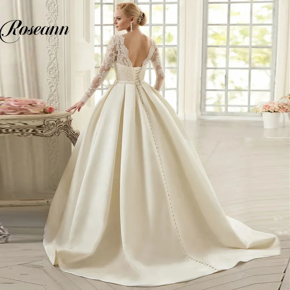 Customized Advanced Jewel Neck Wedding Dresses Satin Illusion Sashes Bridal Gowns Vestidos De Novia Brautmode Personalised