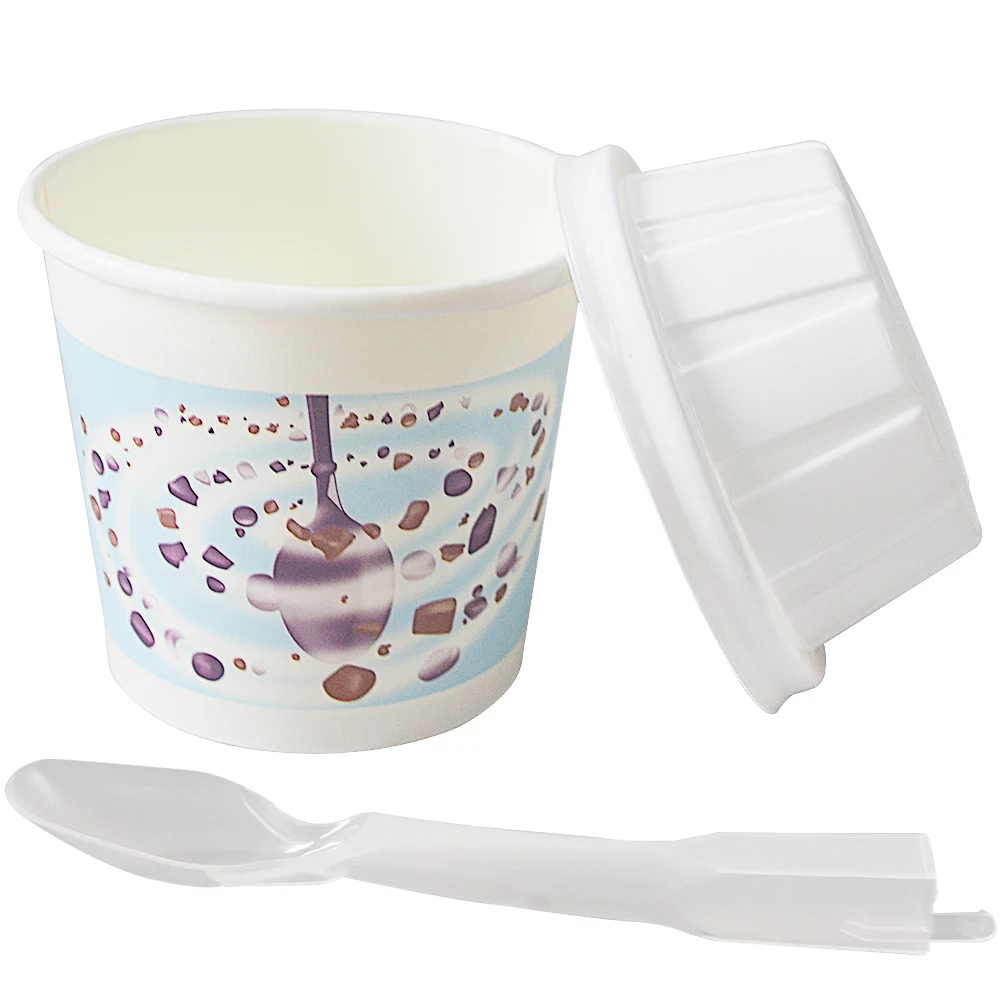 Description Picture 3 of itemXEOLEO 330ML MC Flurry Ice Cream Cups With Ice Cream Lid And Ice Cream Spoons 1000 Set Ice Cream Paper Cups Sundae Cups