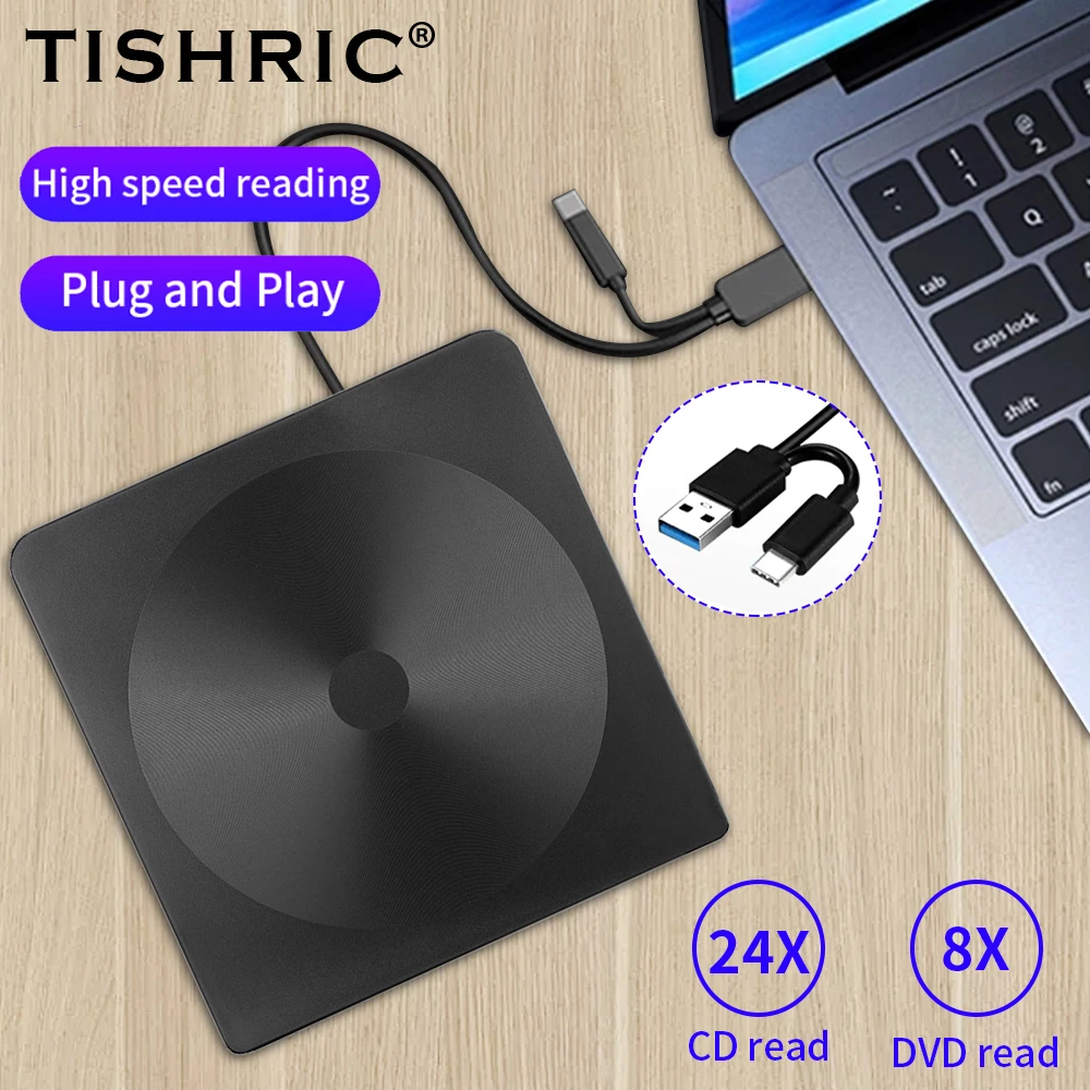 TISHRIC-USB-External-DVD-Drive-CD-Player-Reader-DVD-ROM-CD-ROM-USB3-0 ...