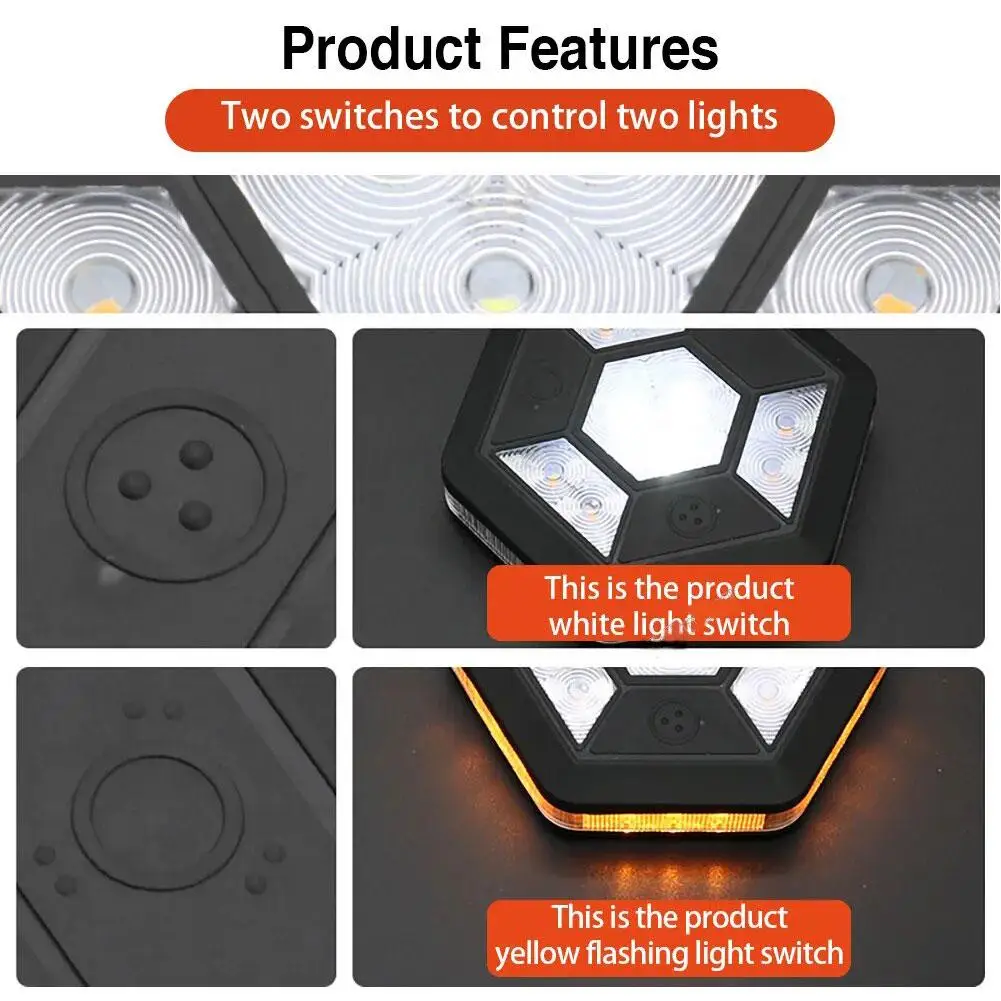 Rechargeable Yellow White LED Magnetic Warning Light for Car Safety