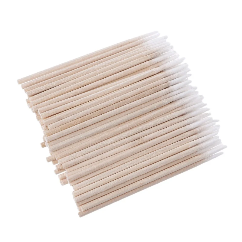 

100Pcs Small Cotton Swab Wooden Handle For Tattoo Eyebrow Beauty Makeup Nail