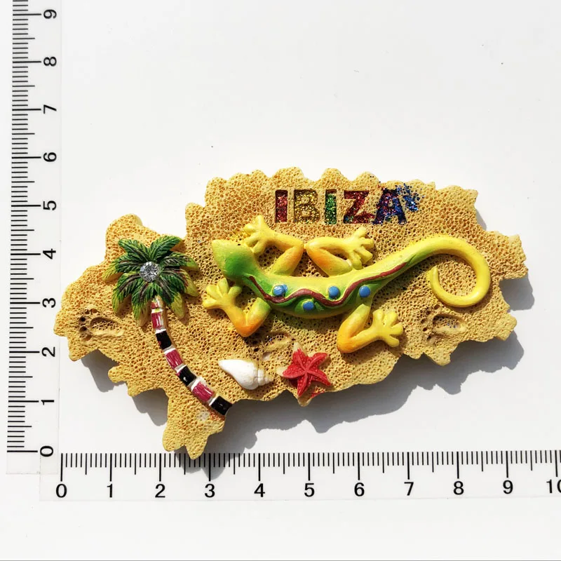 Spanish Island of Menorca Tourism Memorial Ibiza Lizard Beach Crafts Fridge  Sticker Ibiza Painted Magnets for Refrigerators