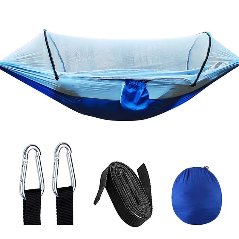 Automatic Quick-opening Mosquito Net Hammock Outdoor Camping Pole Hammock swing  Anti-rollover Nylon Rocking Chair 260x140cm 5